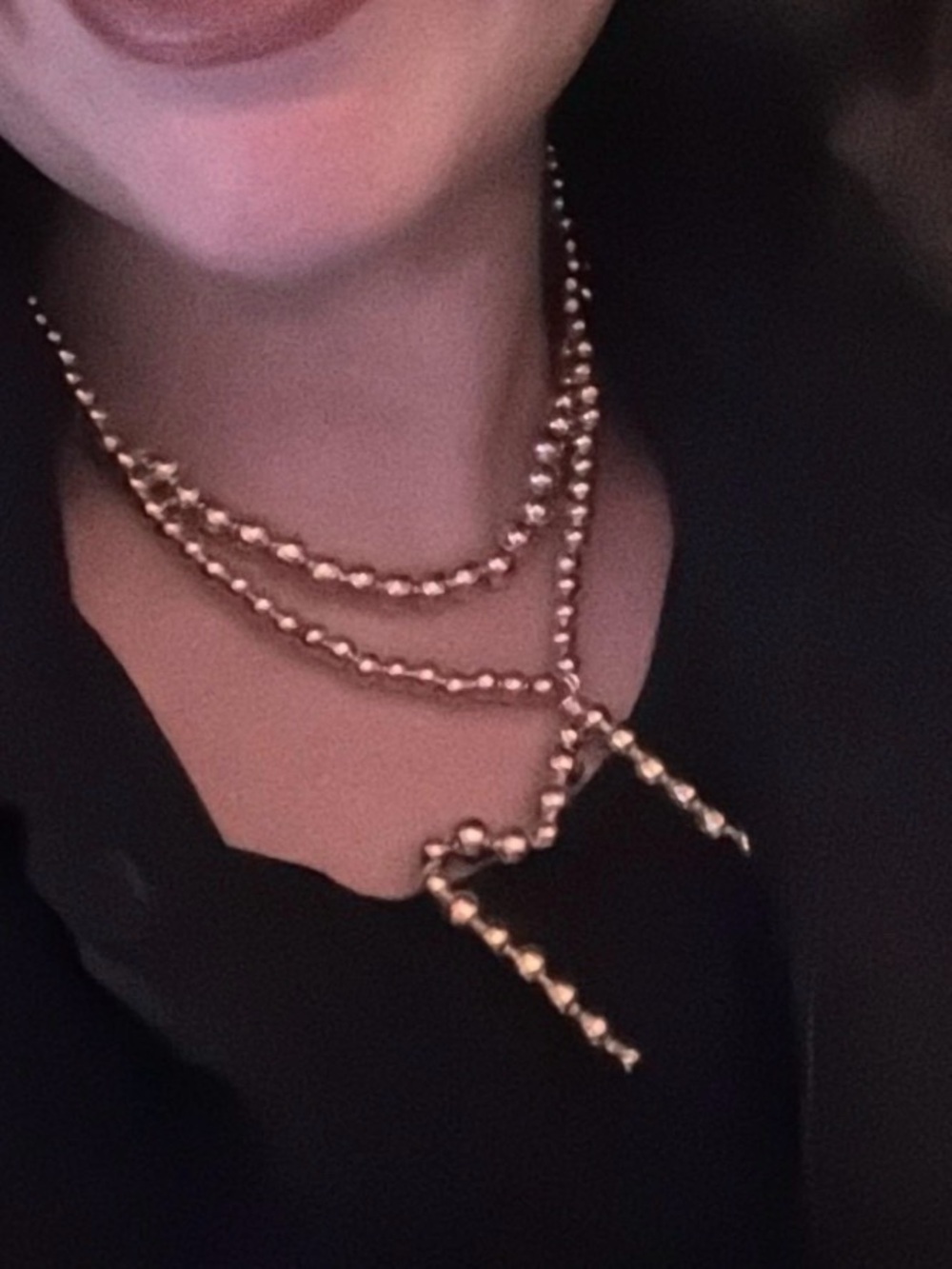 Layered Gold Beaded Lariat Necklace for Women with letter M adjustable